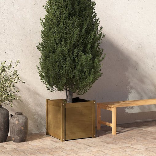 NNEVL Garden Planter Honey Brown 50x50x50 cm Solid Pinewood