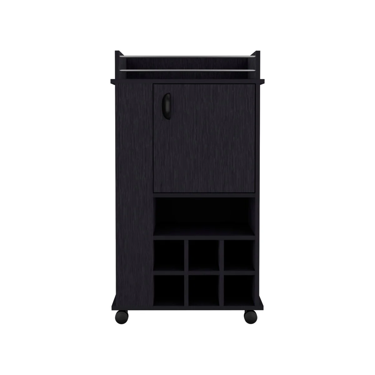 Bar Cart with Cabinet,Wine Cabinet,Liquor Cabinet,6 Built-in Wine Rack and Casters