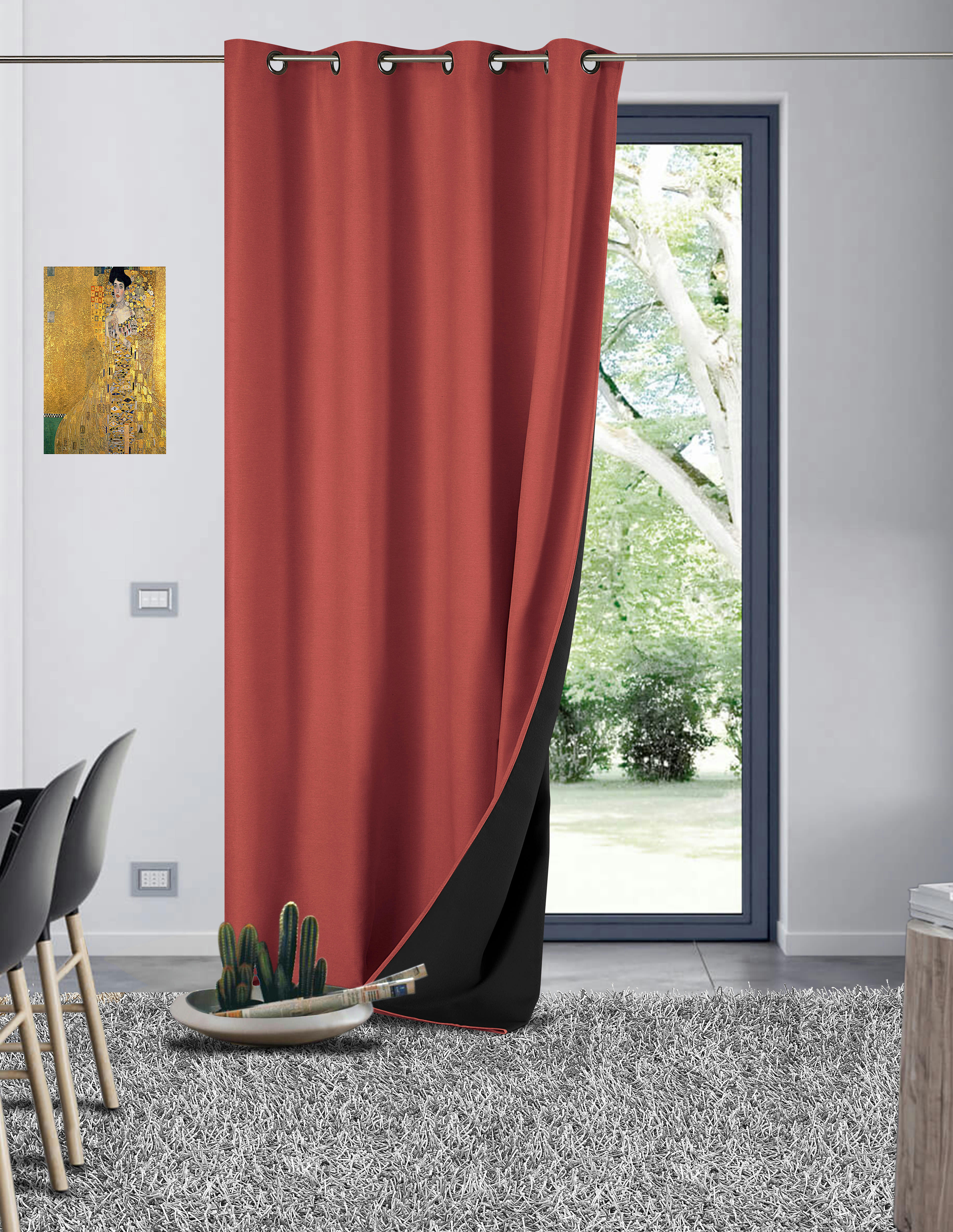 GALENA - Rideau thermique aspect velours 140x260cm Terre cuite