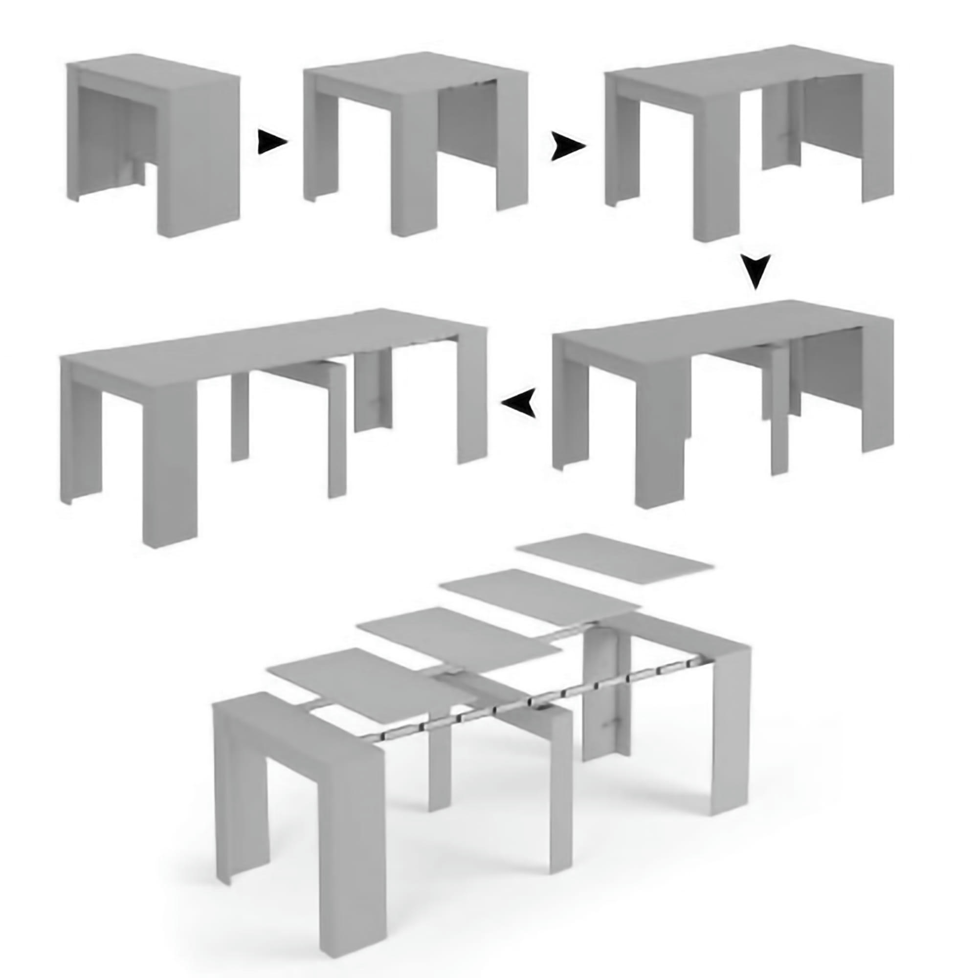 DILUNA - Table extensible effet bois 51/237x90 cm béton