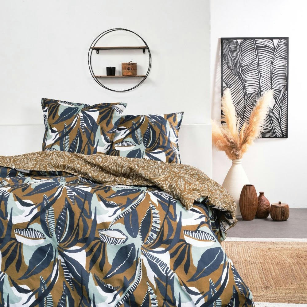 - Parure de couette 100% coton 57 fils imprimée 240x220 2 taies