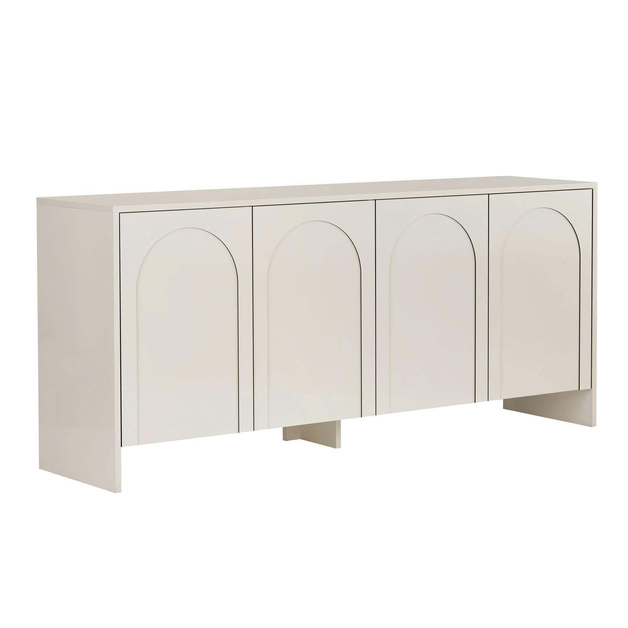 Buffet de salle à manger crème 4 portes motif arches MARFA