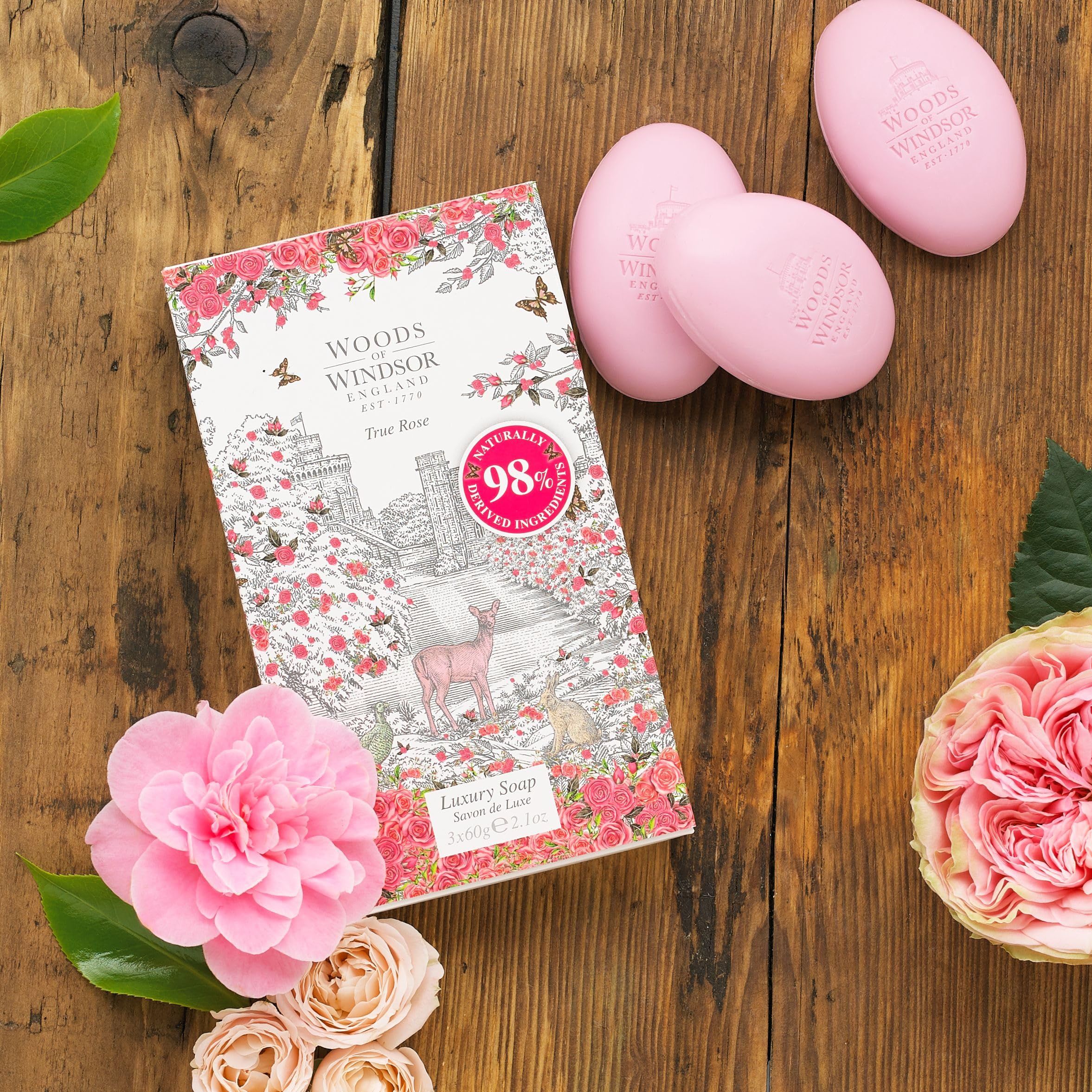 Woods of Windsor True Rose Soap Bars Gift Set 3 x 60g