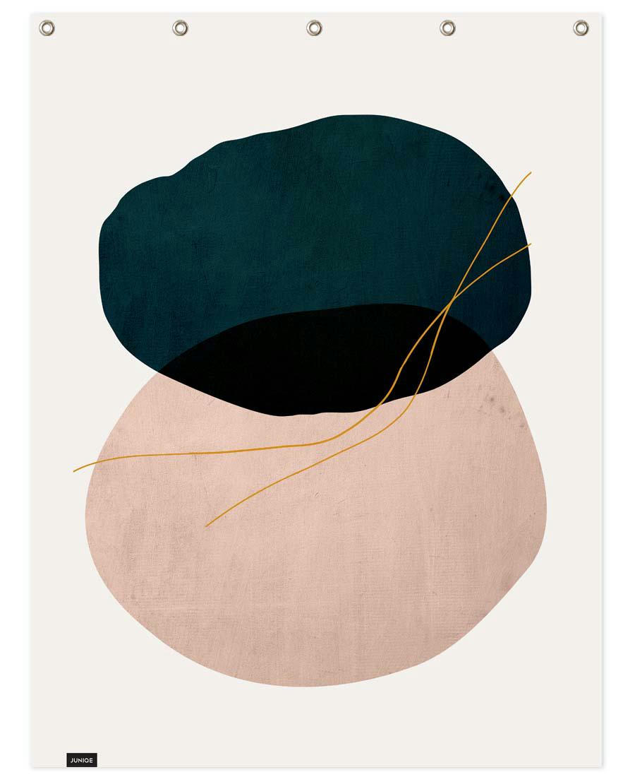 CROSSED - Rideau de douche en polyester en bleu & rose 150x200