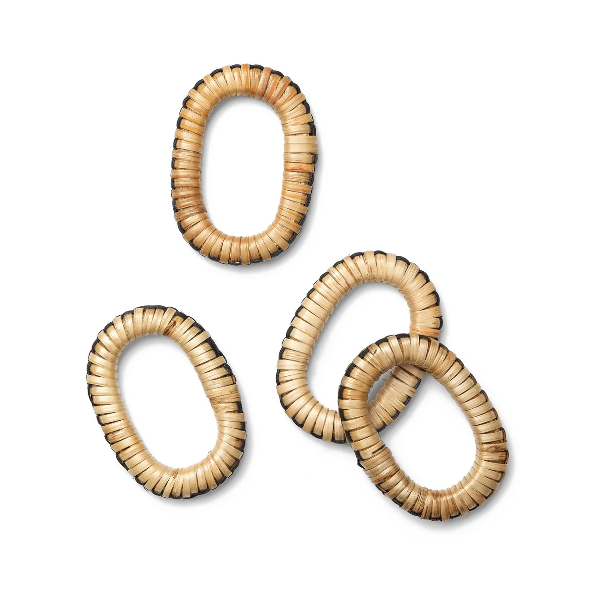 Ferm Living - Weave Serviettenringe, natur / schwarz (4er-Set)