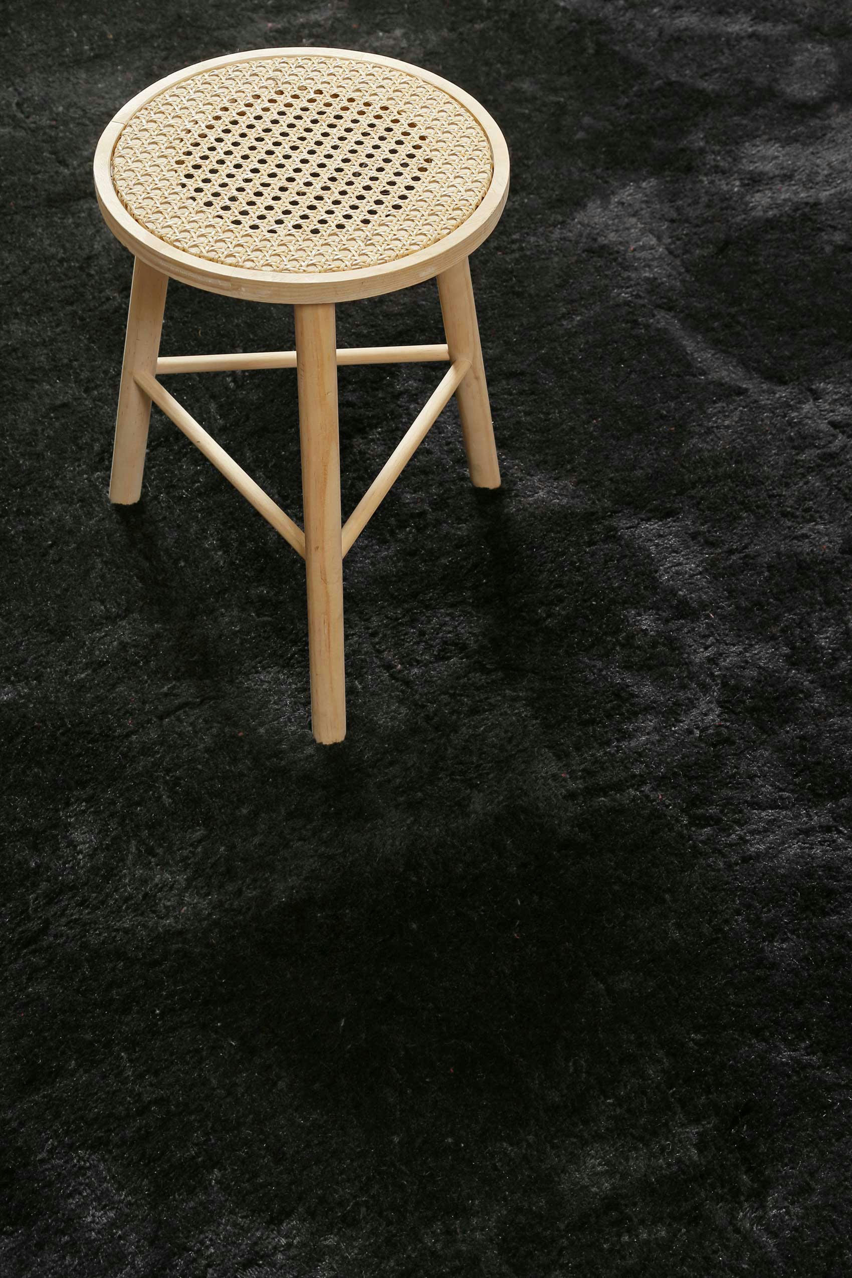 LULU - Tapis à poils longs, doux et moelleux, noir  110x170