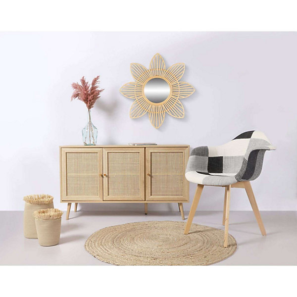 Miroir Marguerite Natural living en rotin - Diam 62 cm