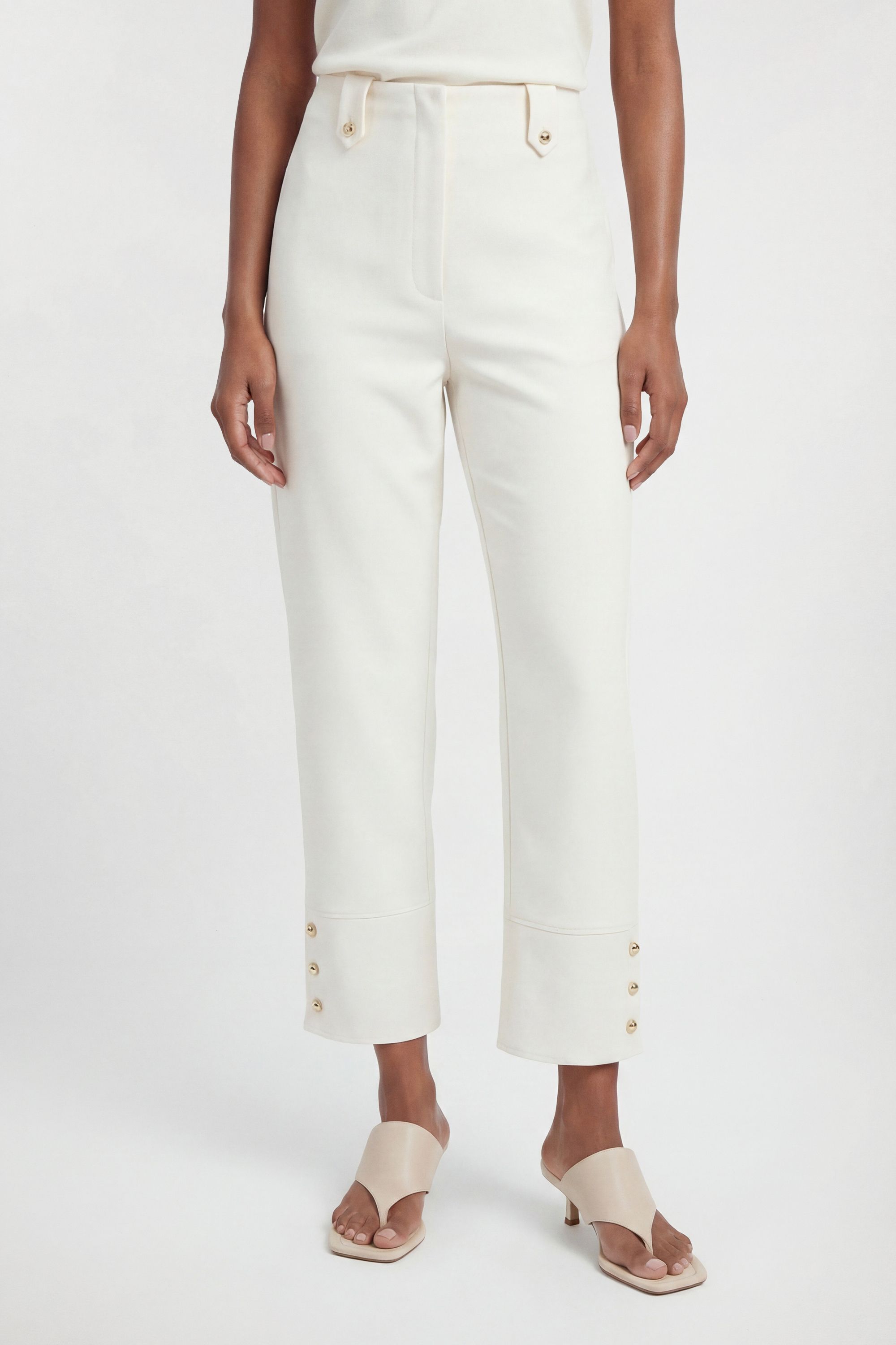 KarenMillen Compact Stretch Button Detail Straight Leg Trouser