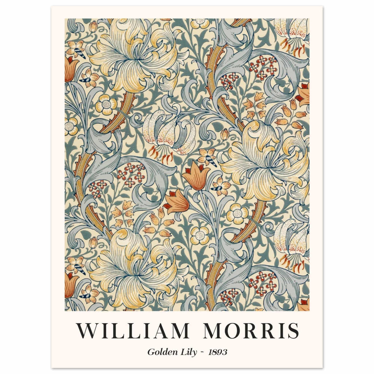 Artfulprints Poster William Morris - Golden lilly 1893  - 30x40 cm - Groen
