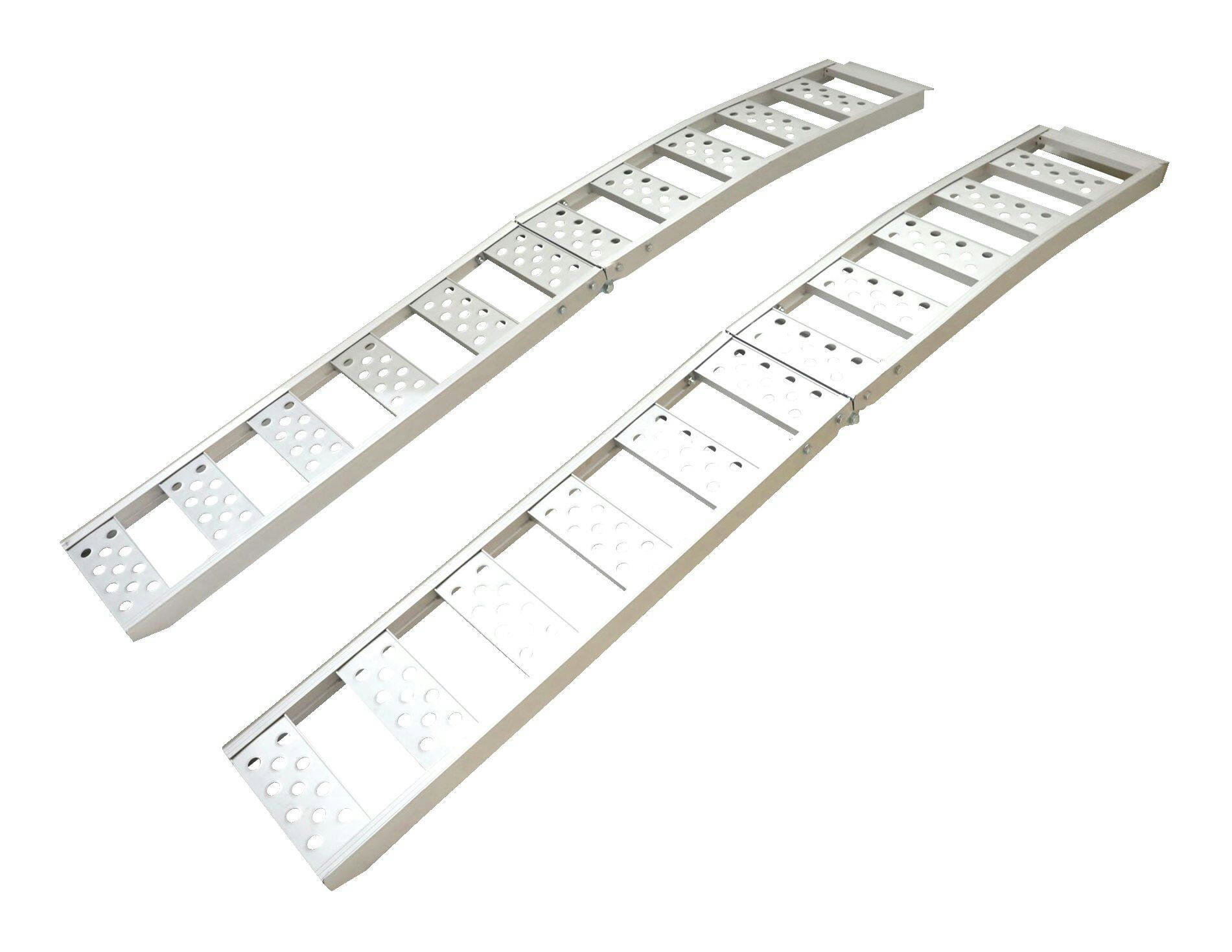 Aluminum Bi-Folding Arched Loading Ramp w/ Adjustable Straps, 85 x 12-in