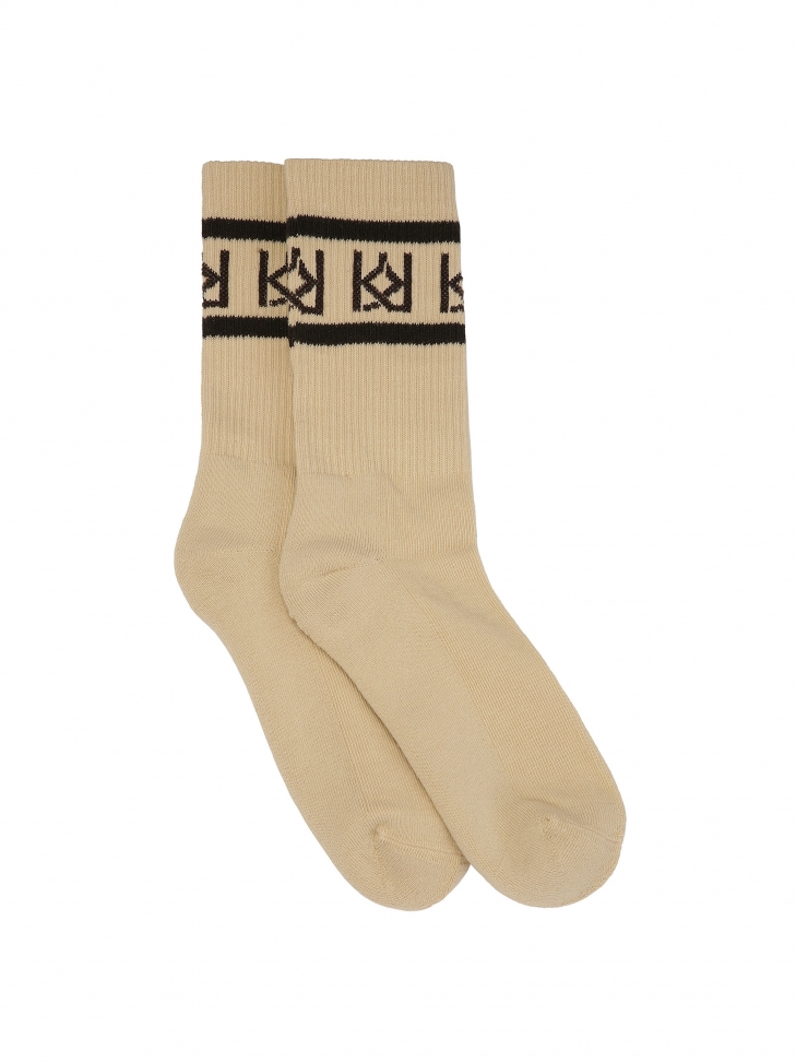 Cotton beige socks with KAZAR monograms