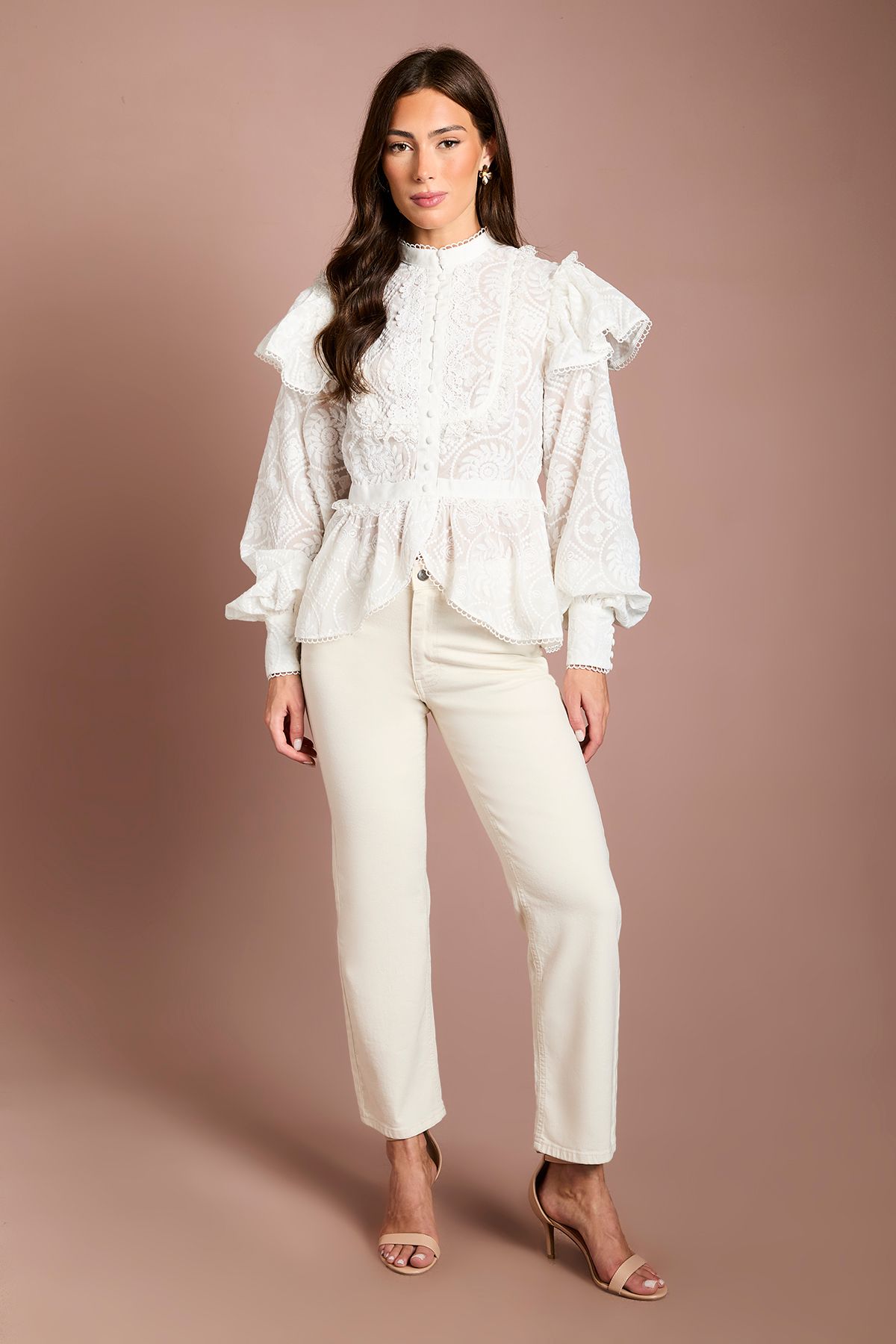 Coast Lace Frill Detail Long Sleeve Blouse
