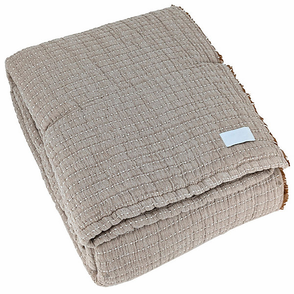 Dessus de lit 270x250 cm en coton lavé SEVILLE gris bronze