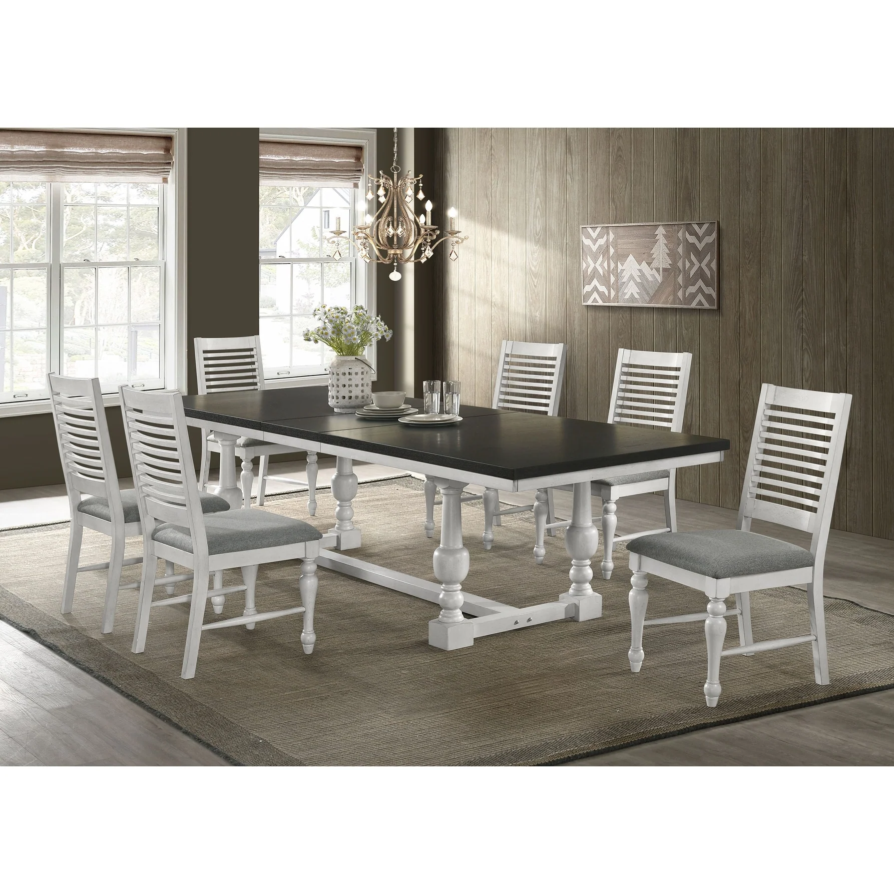Aventine Vinatge White Extension Leaf Dining Set