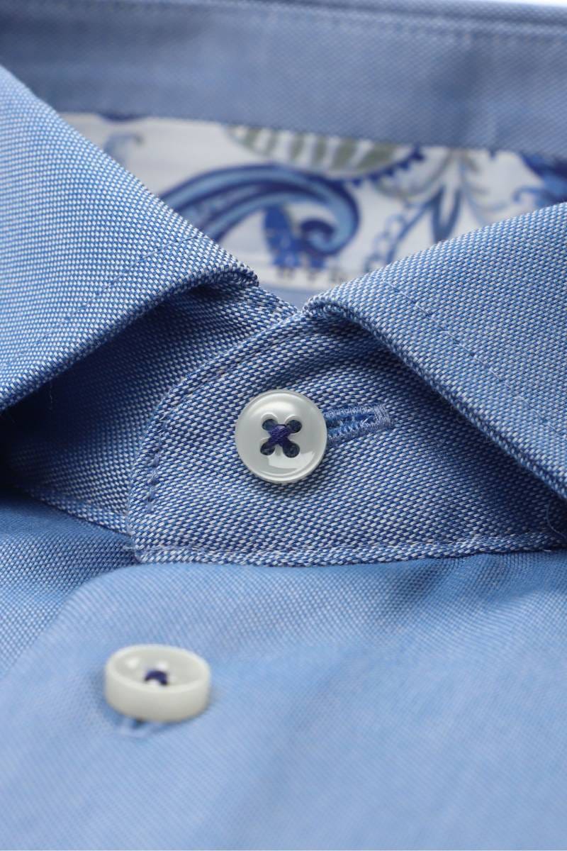 ETERNA Modern Fit Hemd blau, Strukturiert (extra langer Arm)