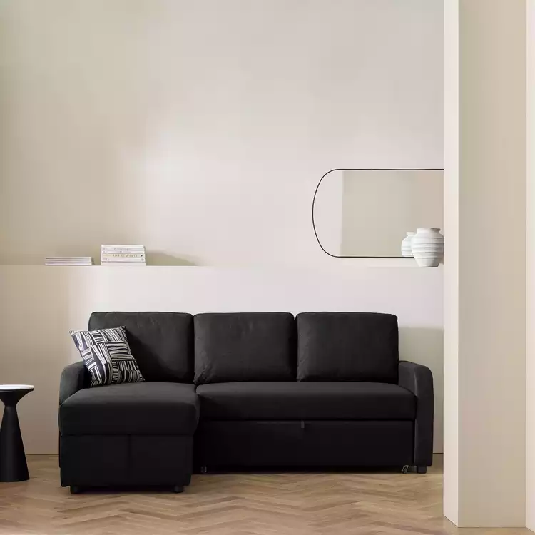 Habitat Carter Left Hand Storage Corner Sofa Bed - Charcoal