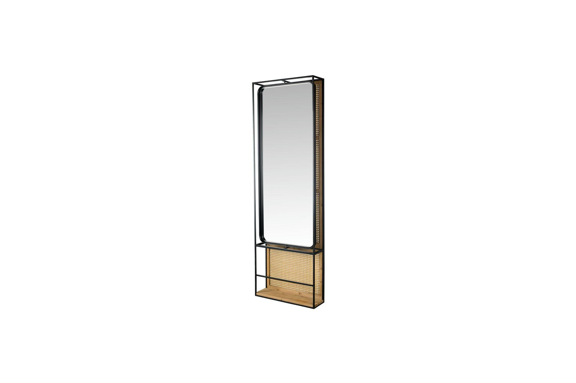 LANGRES - Miroir penderie L en rotin beige