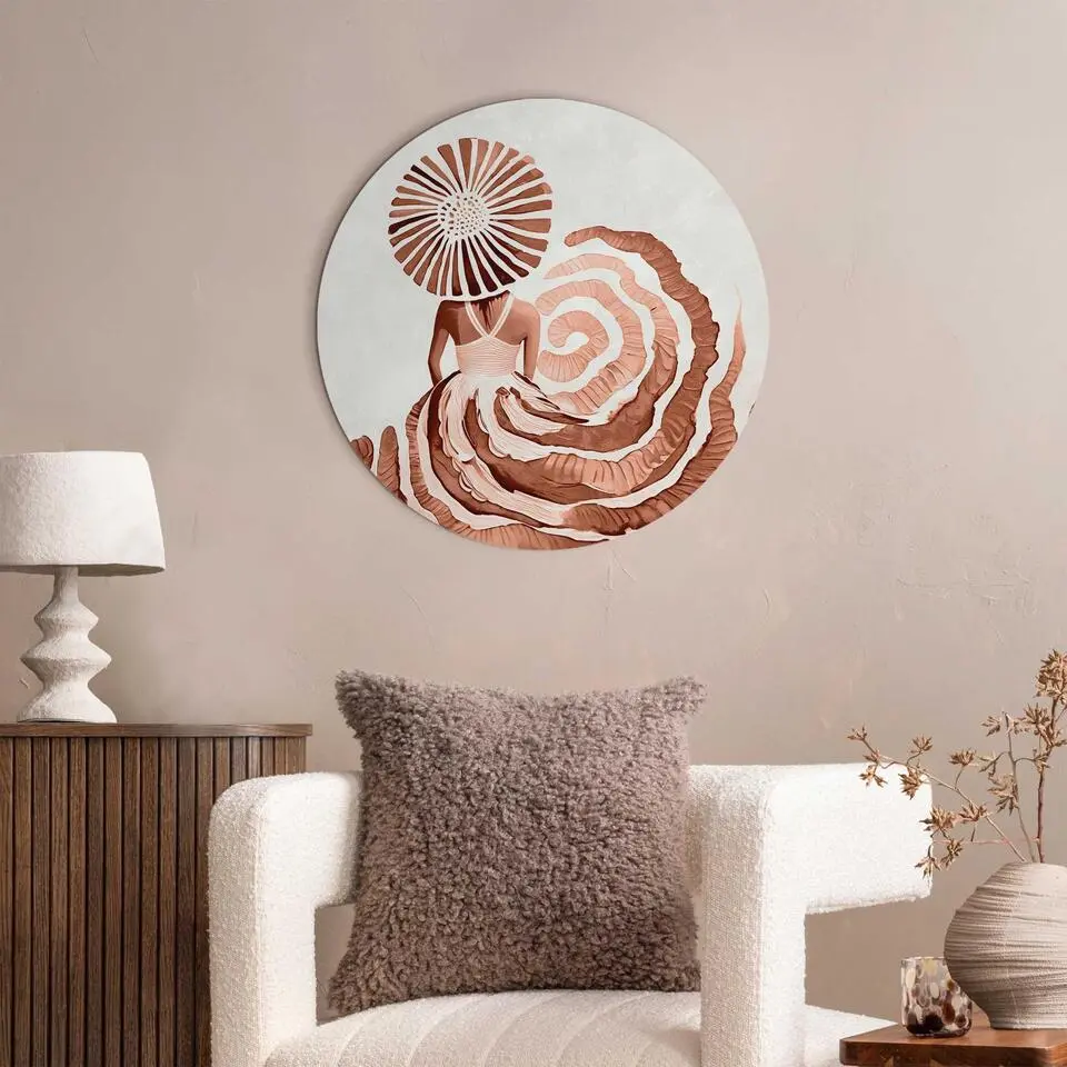 Glasschilderij Ronde jurk terracotta - &Oslash; 50 - Oranje