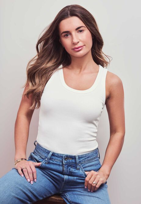 Womens White Cotton Rich Stretch Vest Top