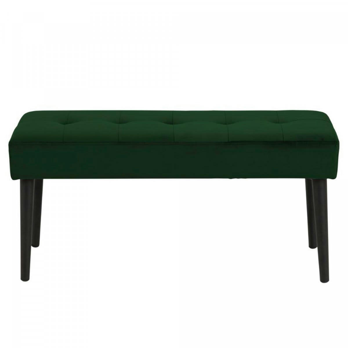 GLORE - Banc contemporain en velours matelassé et pied en métal vert