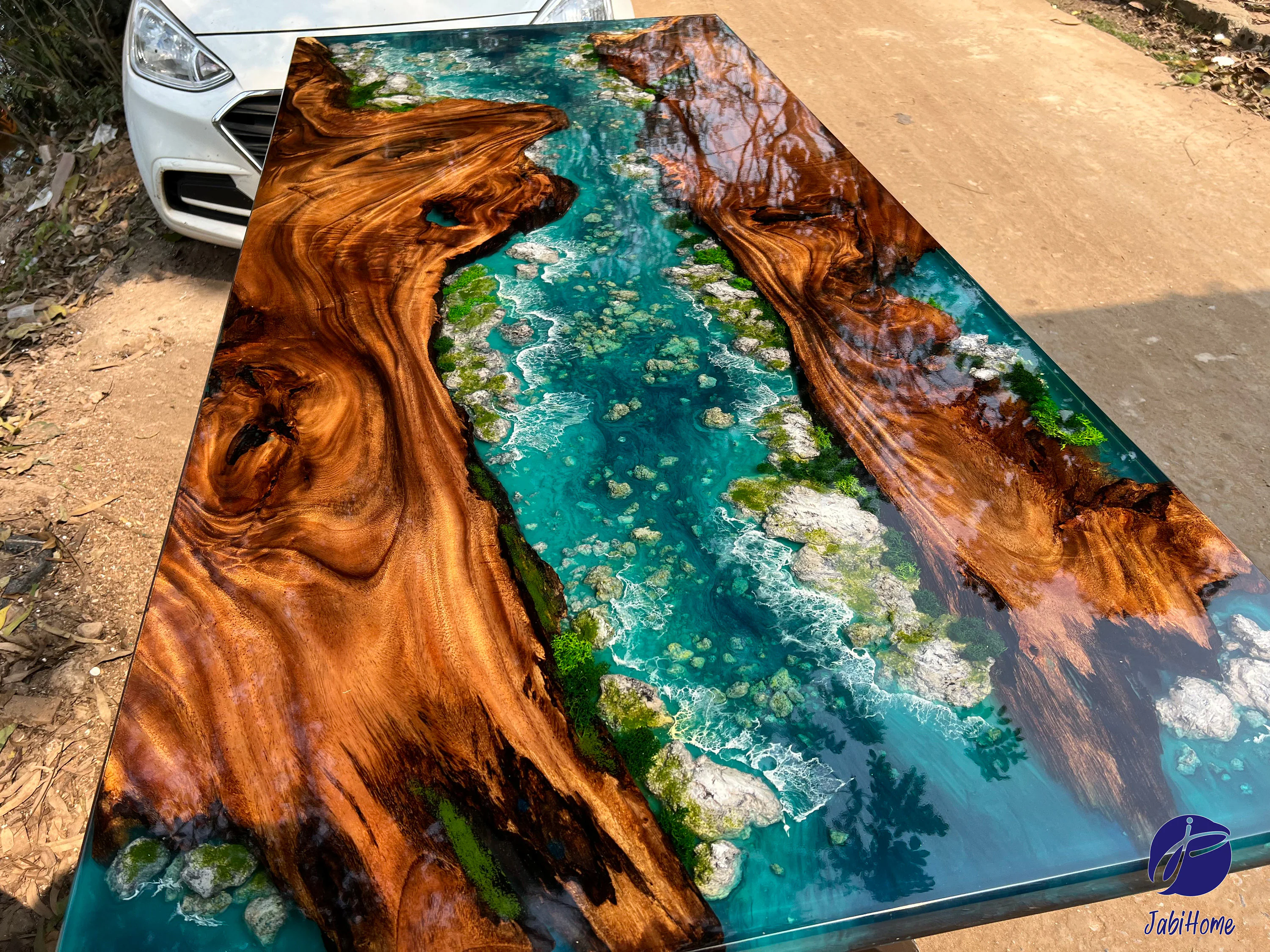 Personalized Breathtaking Scenery Epoxy Resin Table, Customized Live Edge Resin Epoxy Table Top, Dining Room Table, Living Room Epoxy Table