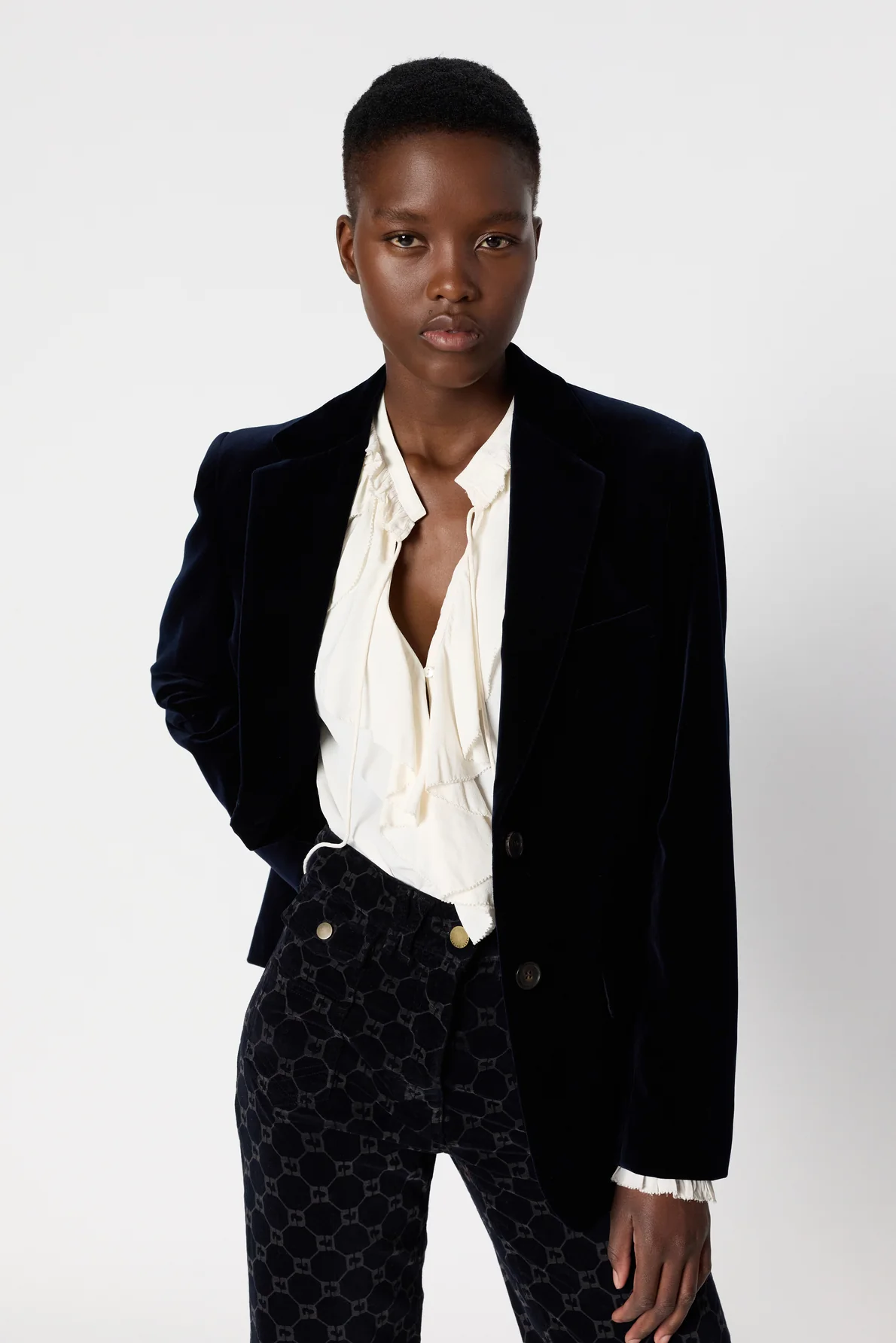 Veste de tailleur en velours ras - NIRINA