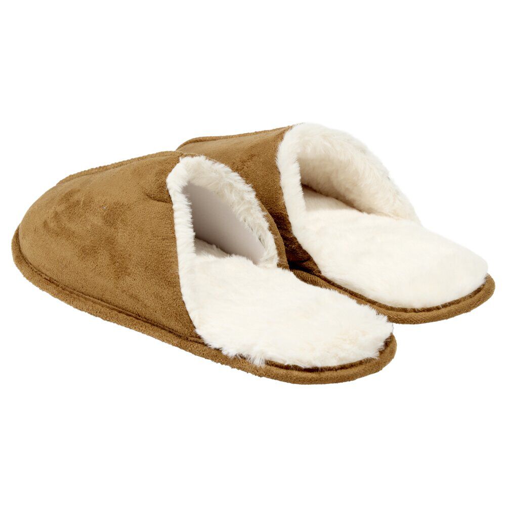 Chaussons homme marron fourrés blancs 44/45