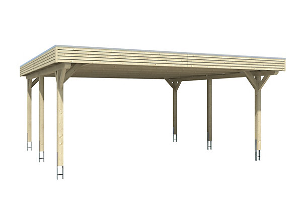 Carport SKAN HOLZ Spessart 611x604cm, bois lamellé-collé, non traité