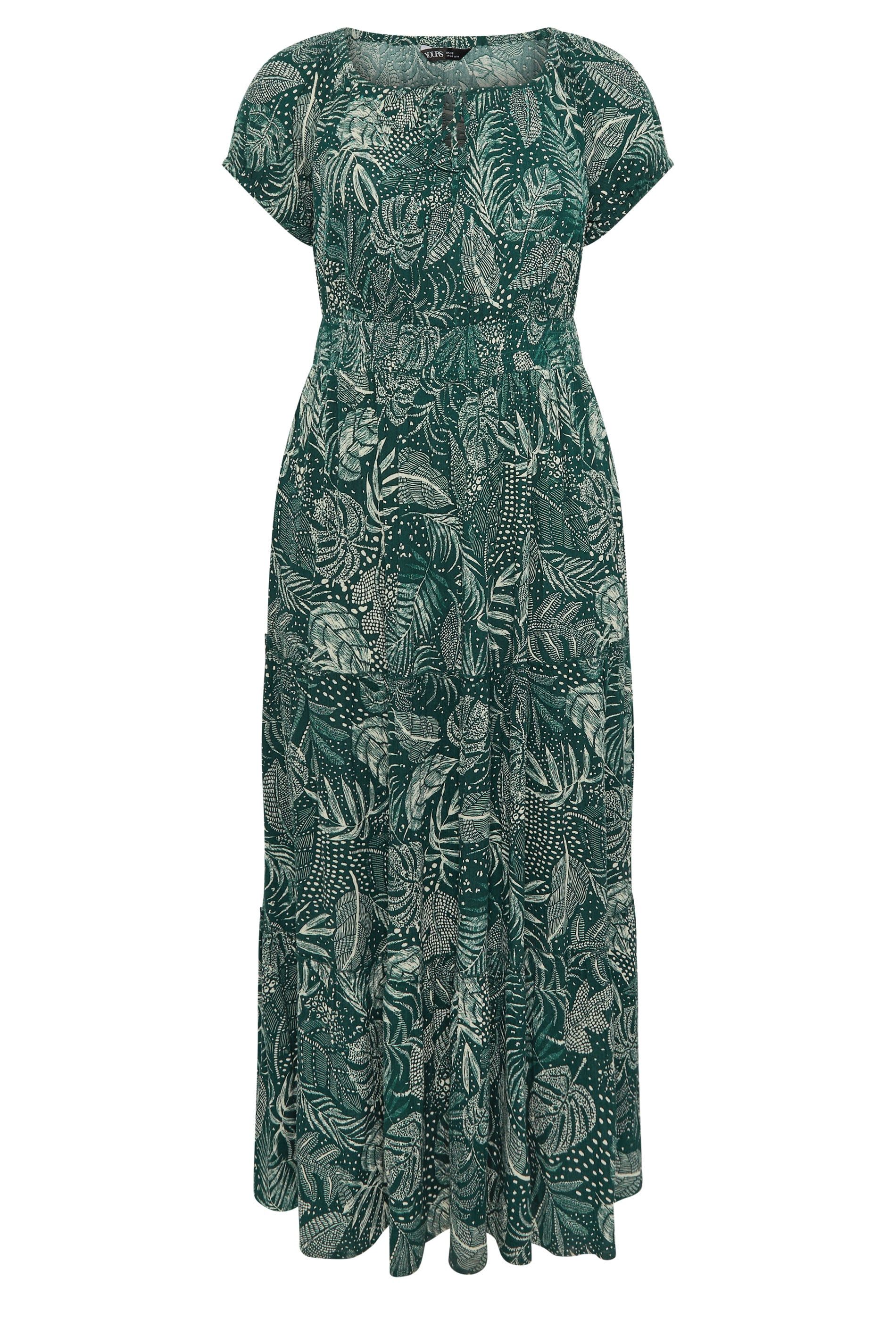 Yours Leaf Tie Neck Bardot Maxi Dress