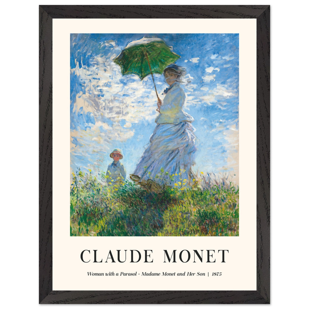 Artfulprints Poster met Lijst Claude Monet - Women with a parasol  - 30x40 cm - Blauw