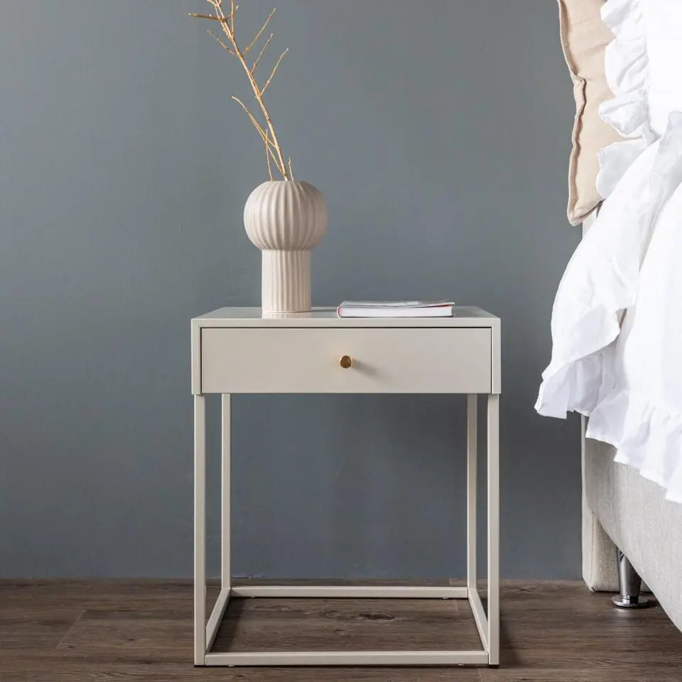 Nachtkastje Beige Metaal - 43x41x50cm - Bakal