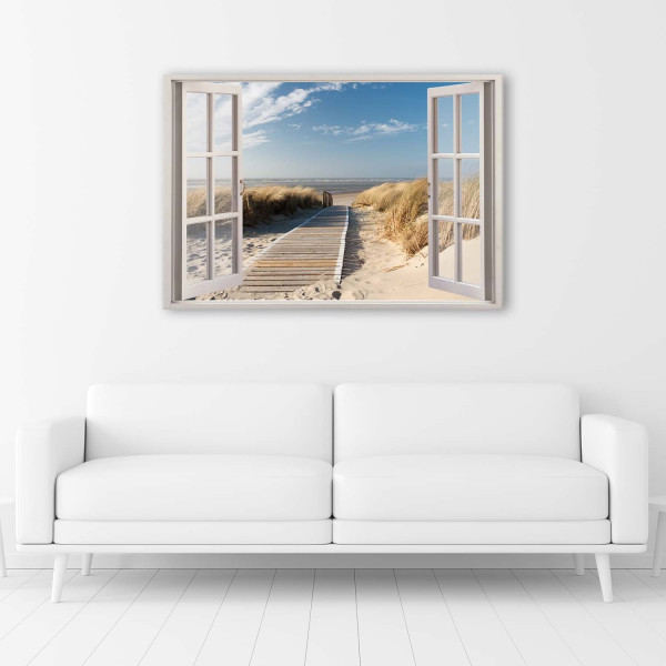 Feeby Obraz na płótnie, Okno kładka na plażę 60x40