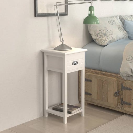 NNEVL Nightstand with 1 Drawer White