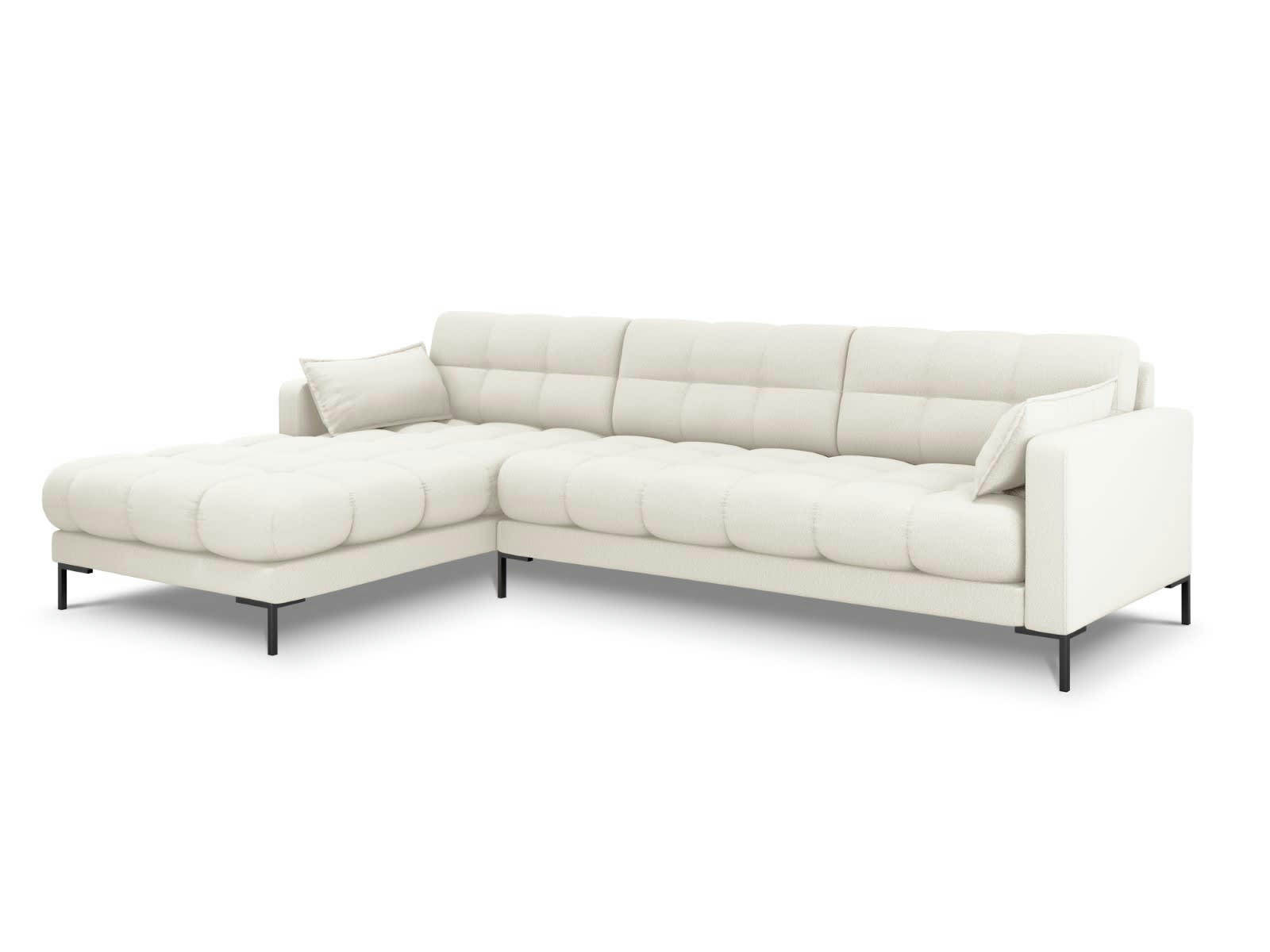 MAMAIA - Canapé d'angle gauche 5 places en tissu structurel beige clair