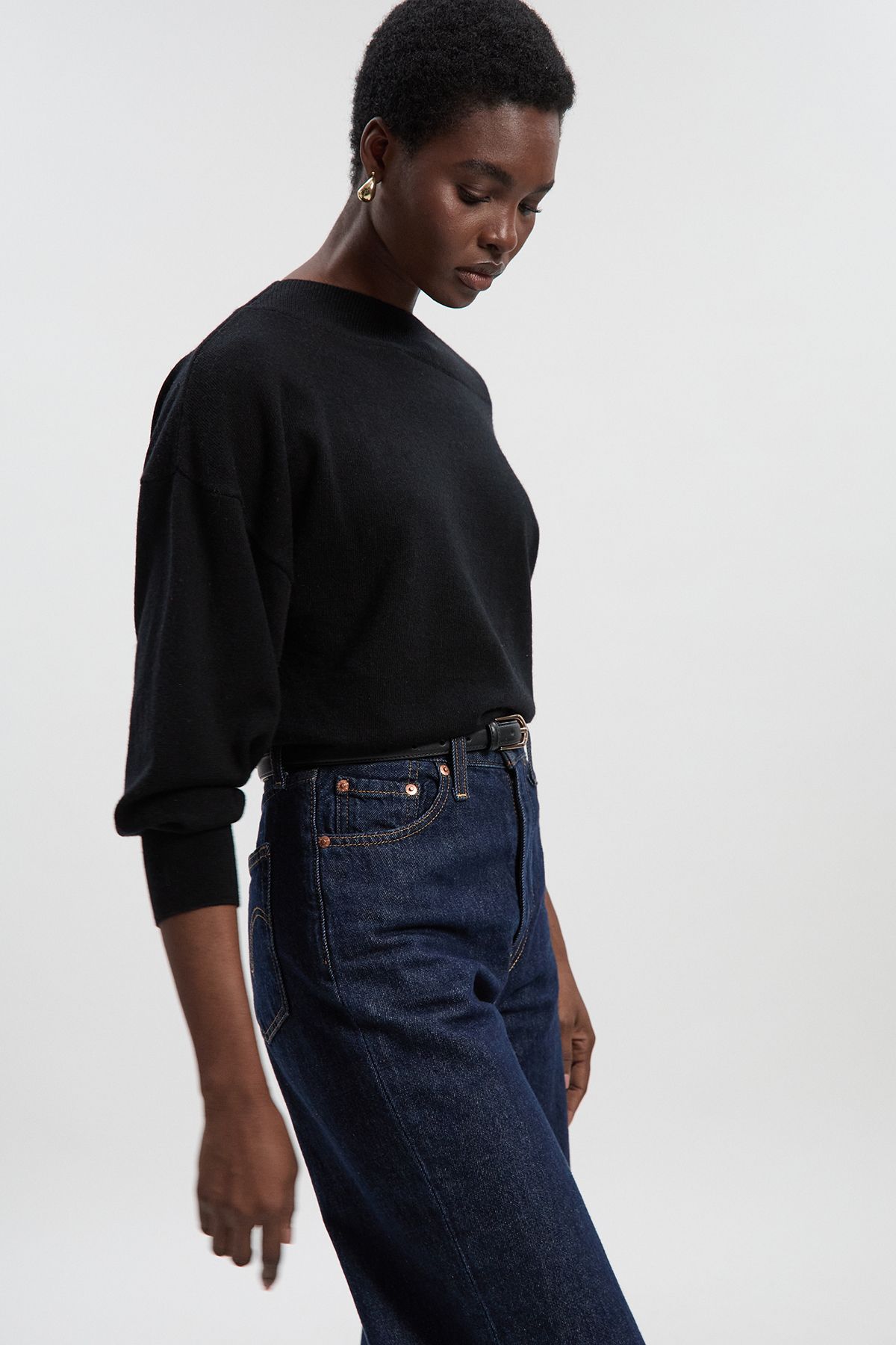 KarenMillen Cashmere Blend Off The Shoulder Knit Top