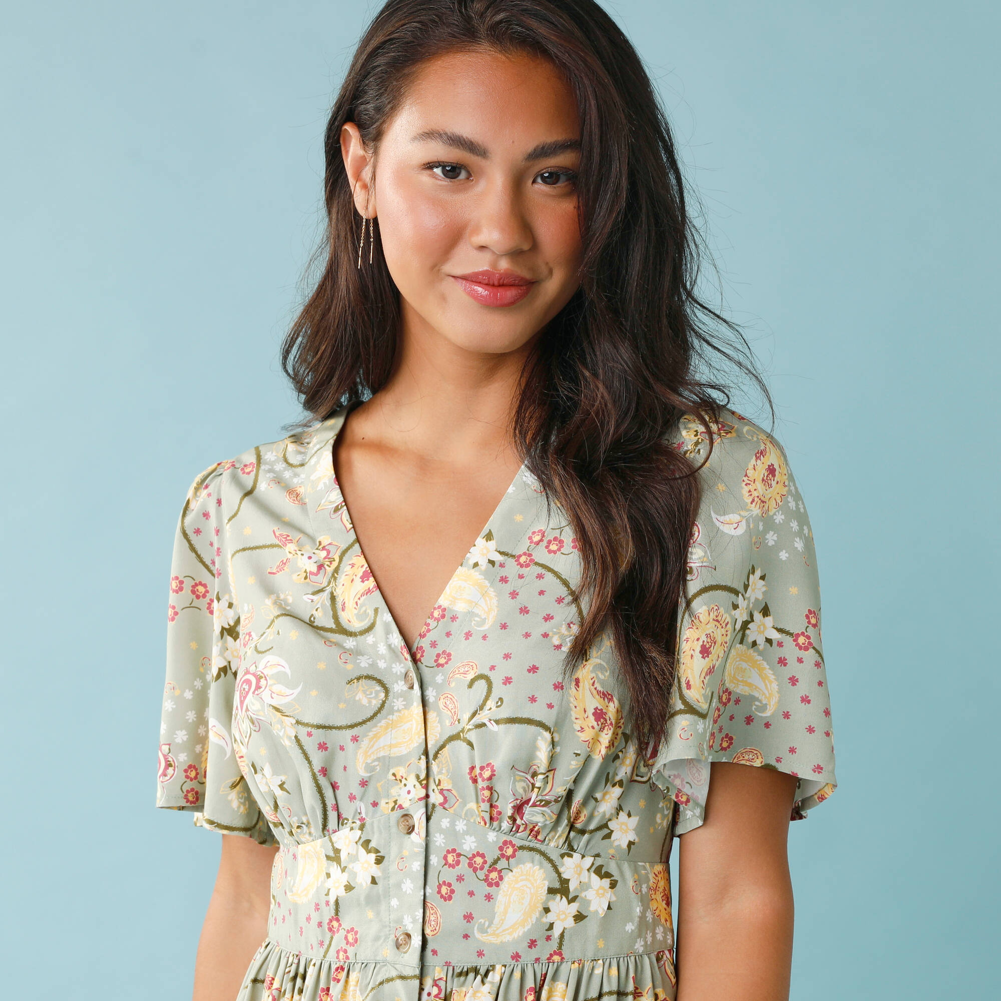 Robe courte boutonnée imprimée, Spécial Petites