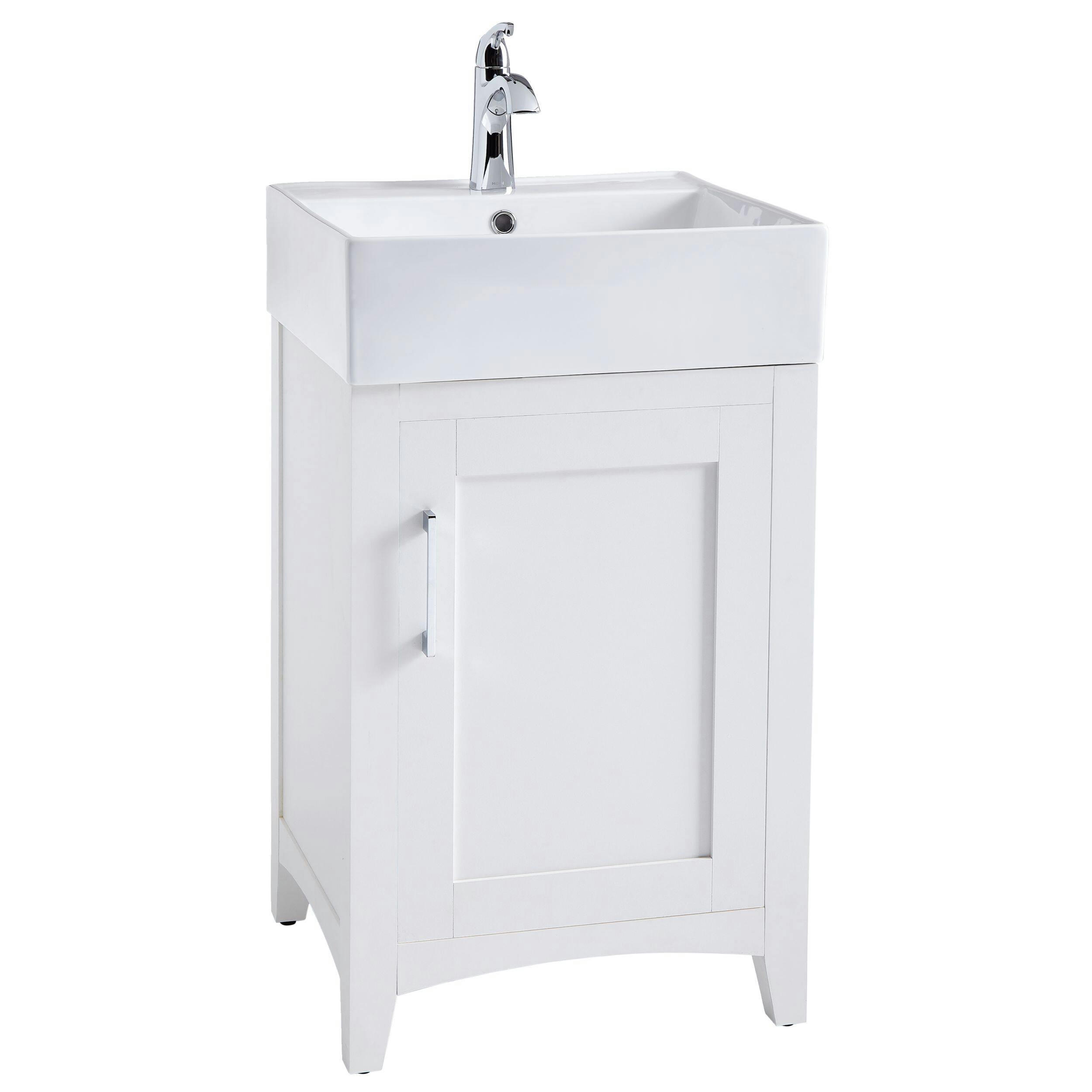 Canvas Creston Single Door Single Sink Vitreous China Top Bathroom Vanity, White, 20-in