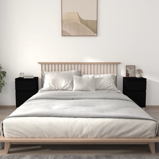 NNEVL Bedside Cabinets 2 pcs Black 40x35x70 cm