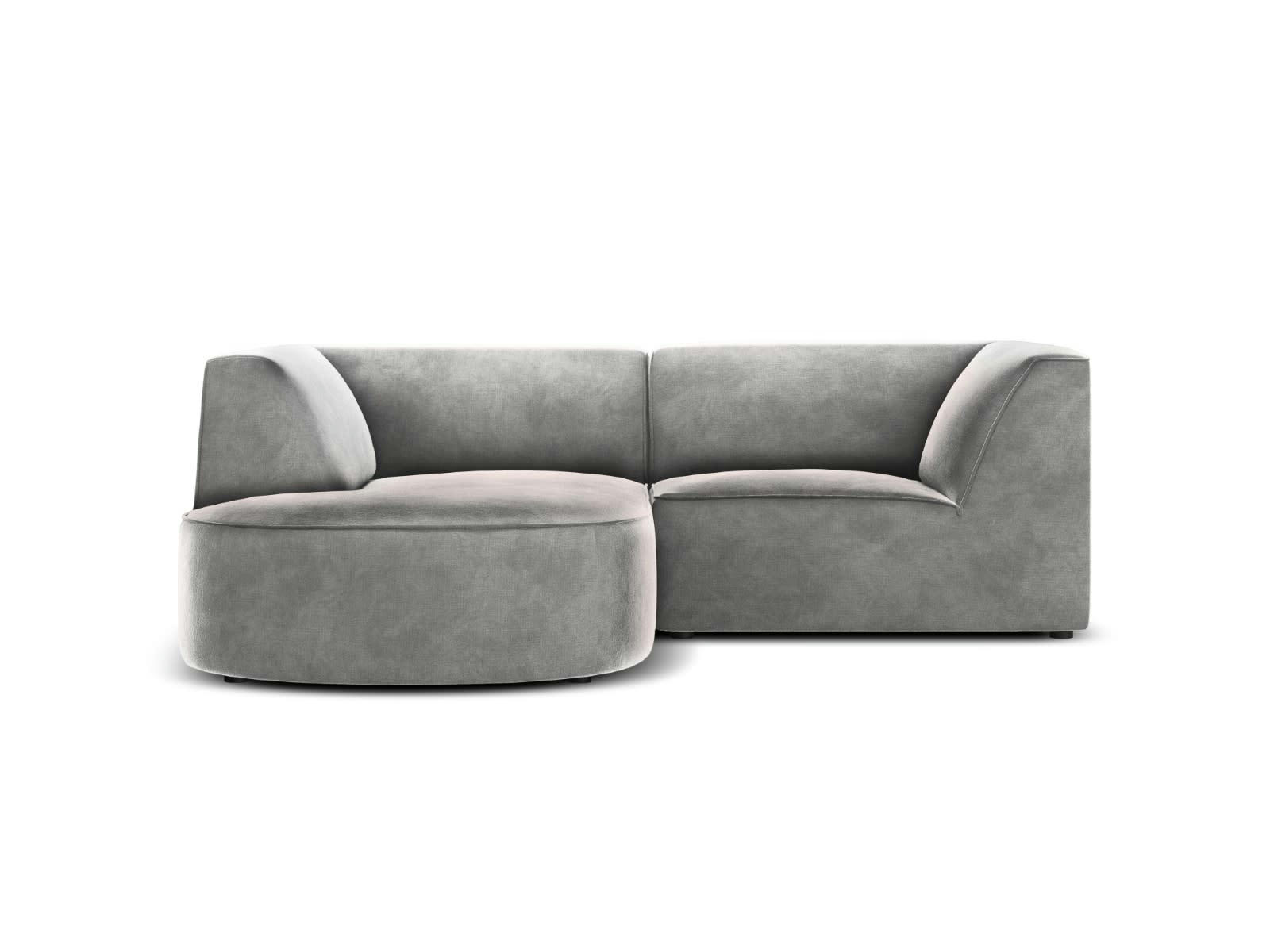 CHARLES - Canapé D'Angle Gauche 3 places en Velours Gris Clair