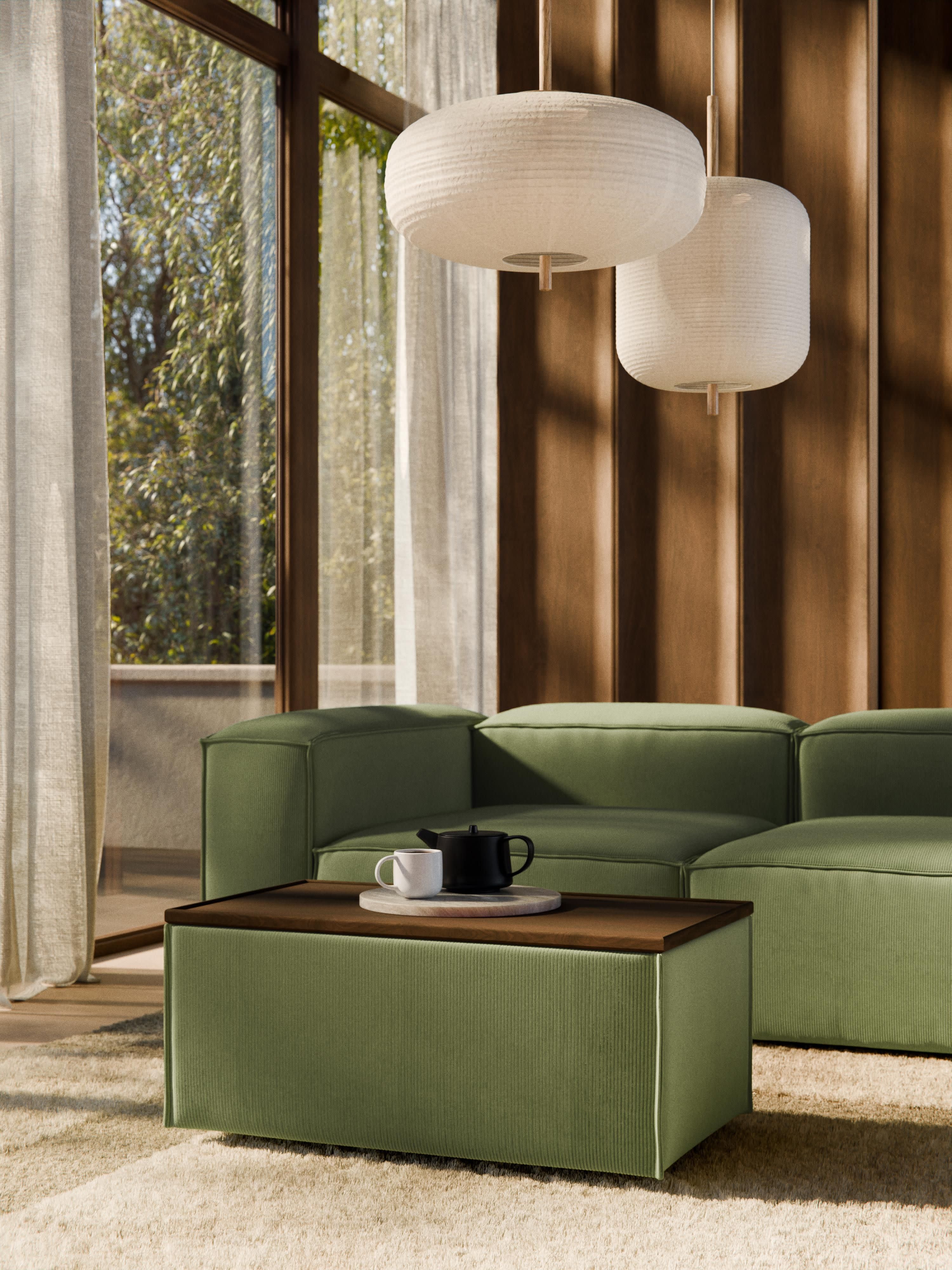Sofa-Hocker Lennon aus Cord mit Stauraum