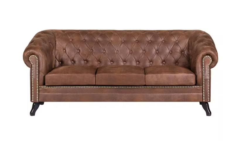 Ropez Chesterfield Sofa 3 os. Pikowana Glasgow zamsz brąz