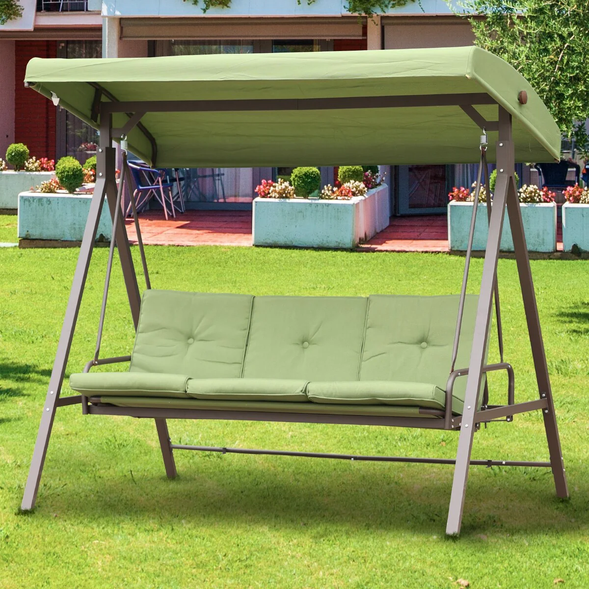 Aoodor 3-Person Outdoor Patio Swing Chair with Adjustable Canopy - Perfect for Patio, Garden - N/A
