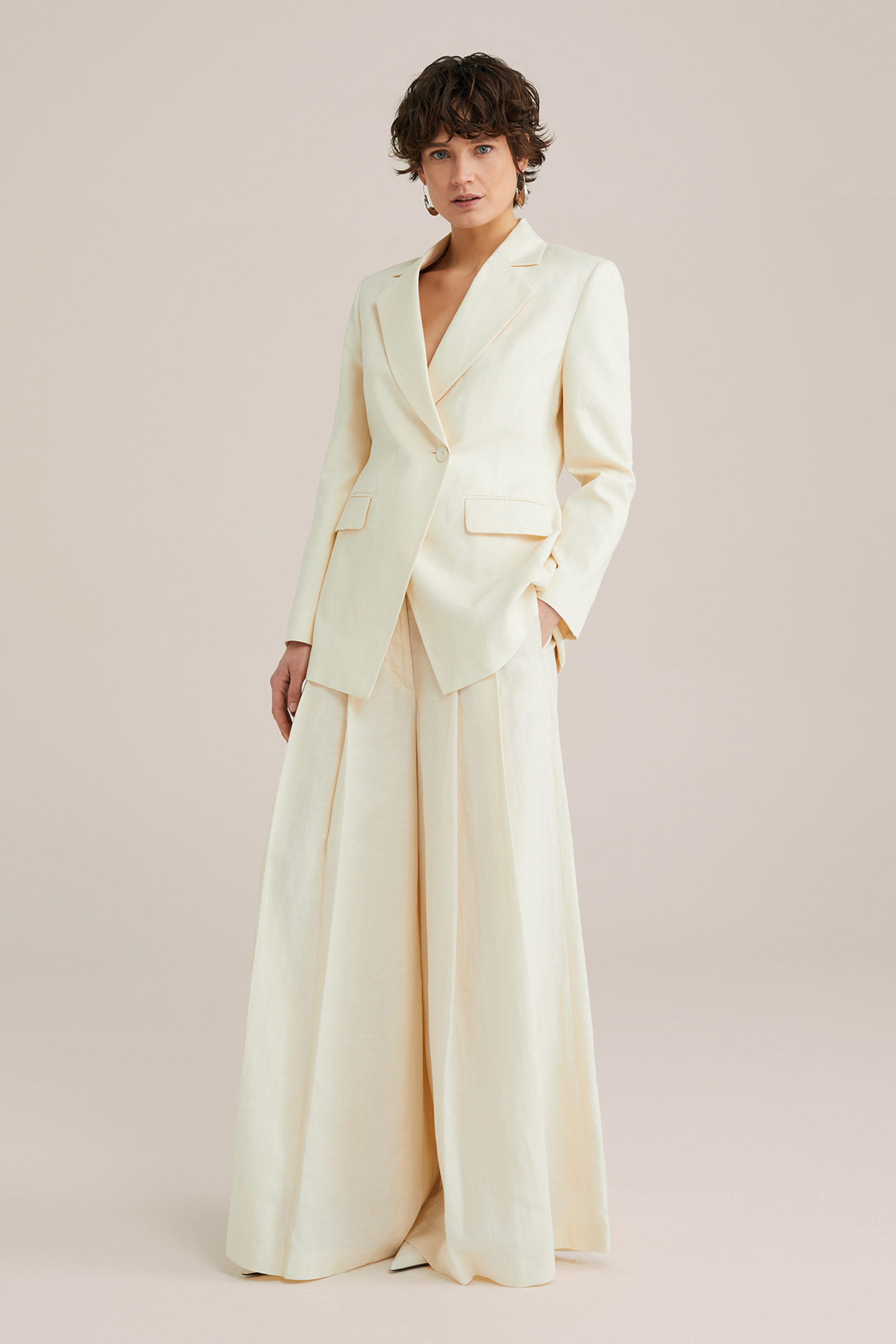 Dames regular fit pantalon van linnenmix - THE ELEGANT TROUSERS