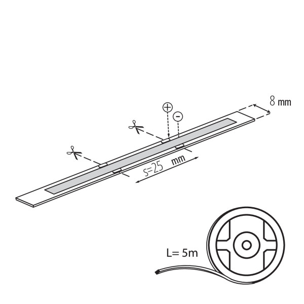 Taśma LED LightLogic LL COB8W/M 12VIP00 WW 30587 ciepła biała 5m 760lm/m 1