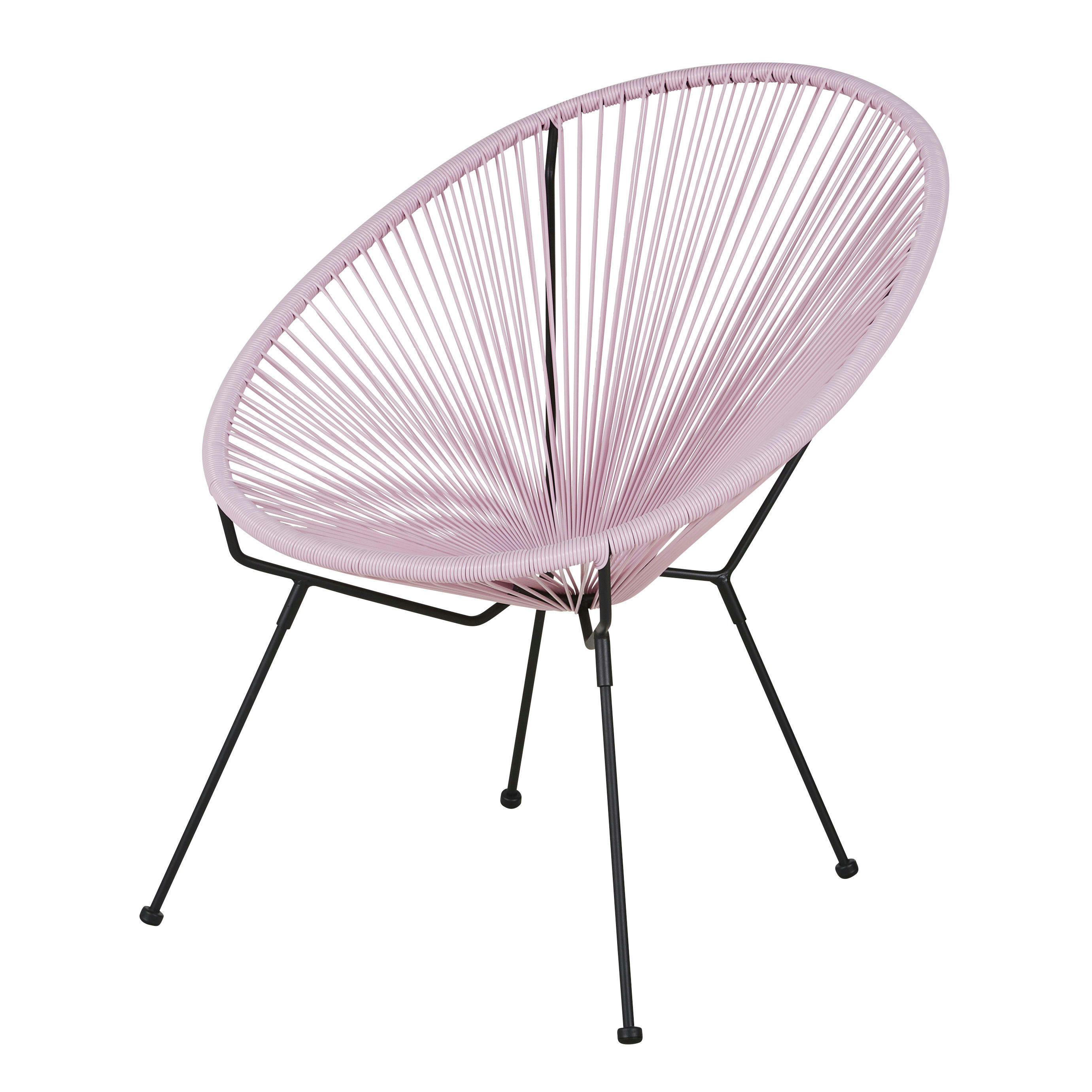 Copacabana - Fauteuil de jardin rond en acier noir et résine mauve