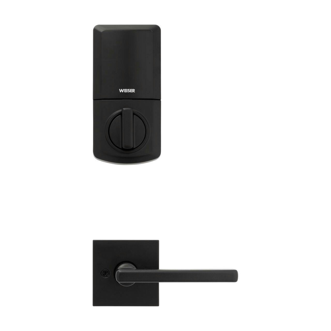 Weiser San Clemente x Smartcode Keyless Entry Door Handle Set with Keypad, Matte Black
