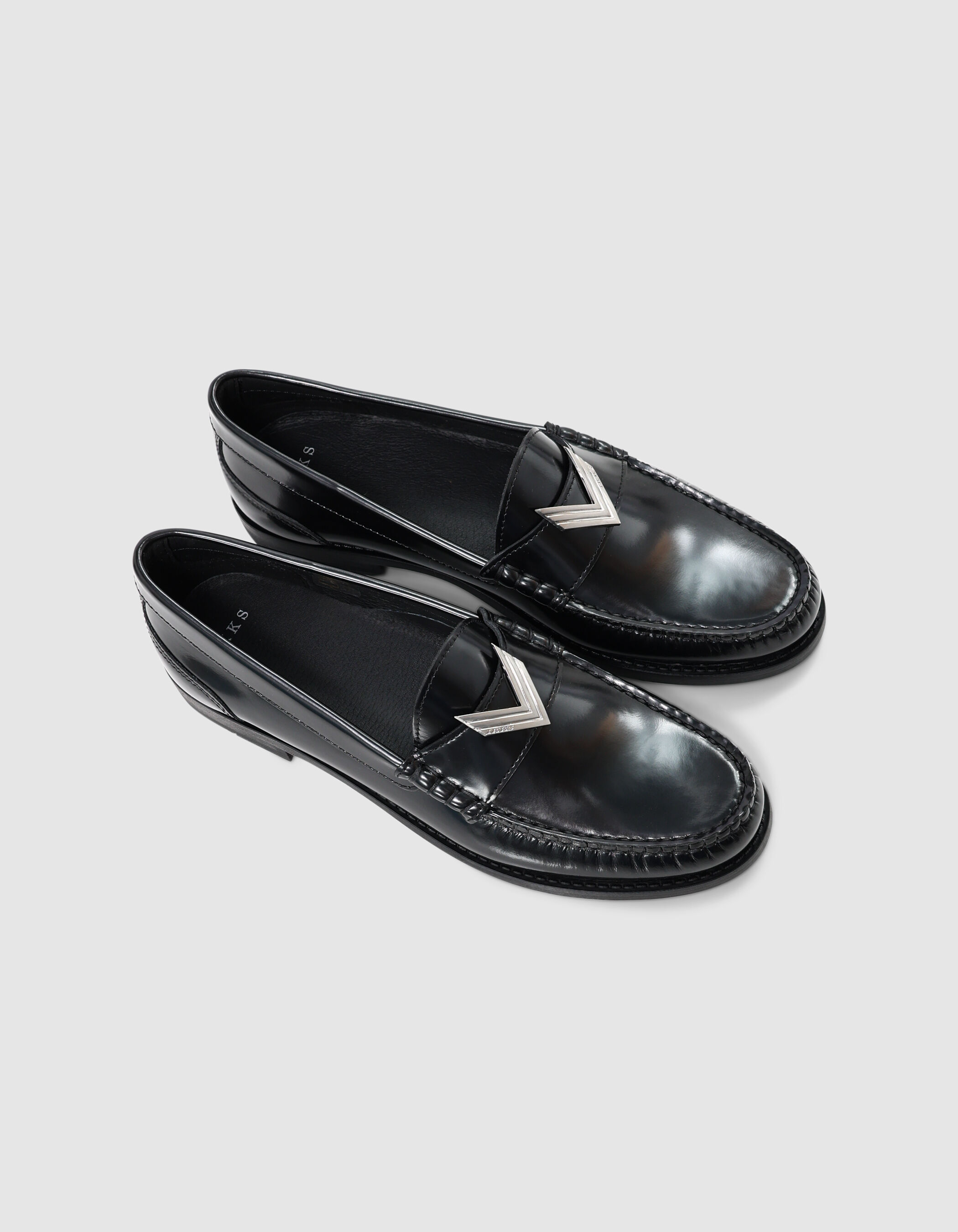 Mocassins noirs cuir glacé Femme
