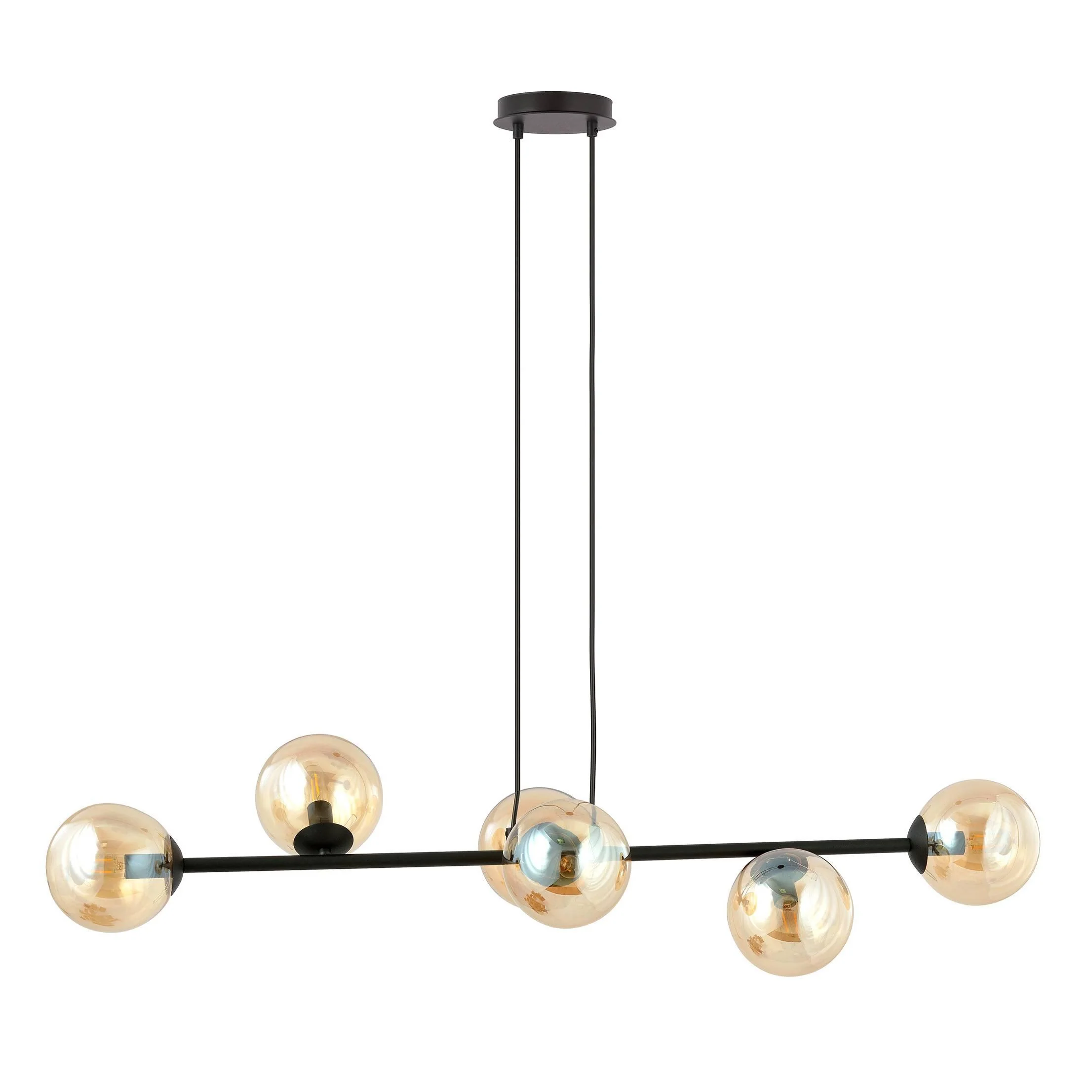Zwarte hanglamp eettafel Valentino 6-lichts