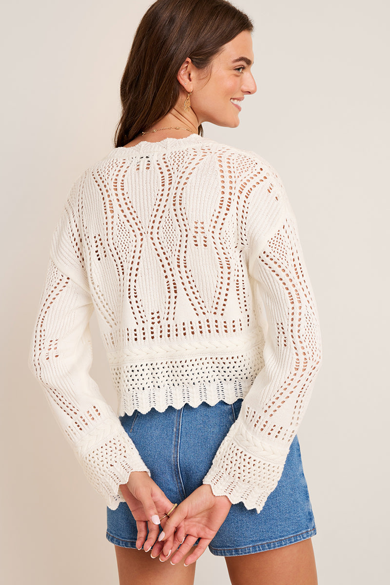Amy Pointelle Button Down Cardigan