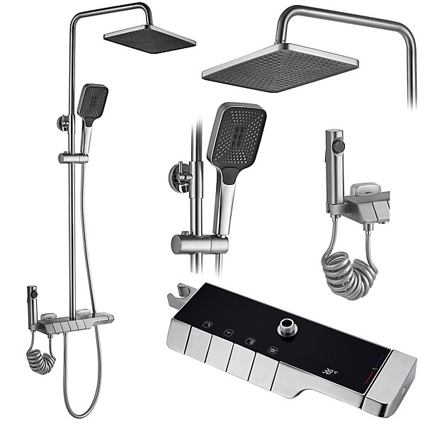 Kit De Douche Rea Rob Thermostat Brush Nickel 11,5X33X115Cm